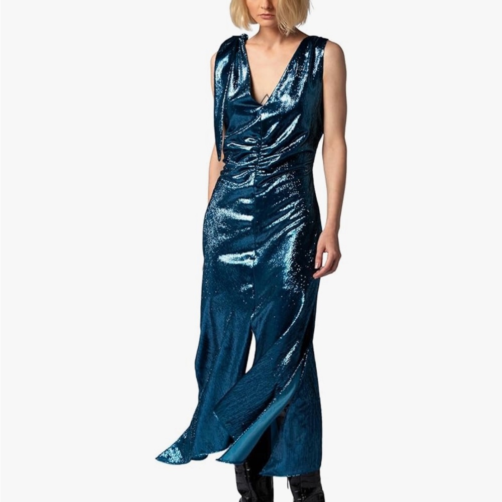 Equipment Blue Sleeveless Dress mermaid